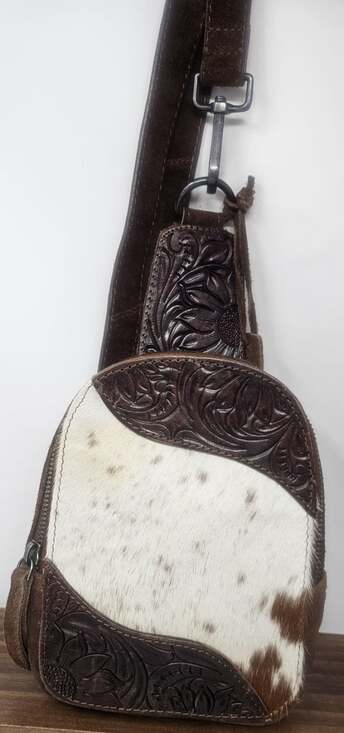 Shyanne Handbags - Shyanne Women's Hallie Hairon Leather Suede Crossbody Sling Bag Cowgirl